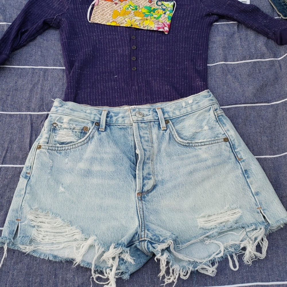 Agolde Distressed Vintage Parker Jean Shorts